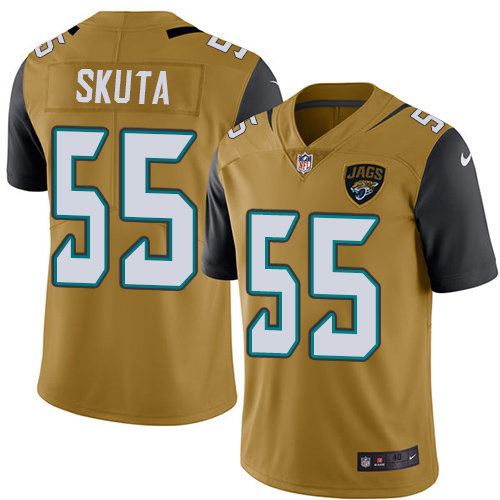 Men's Elite Dan Skuta Nike Jersey Gold - #55 Rush NFL Jacksonville Jaguars